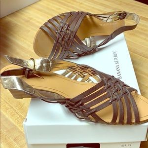 Banana Republic espresso brown with gold sandals